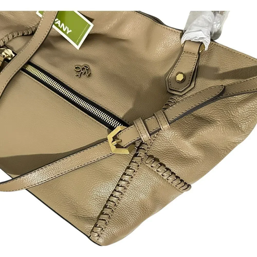 NWT OrYany Drew Pebbled Leather Slouchy Satchel in Dune